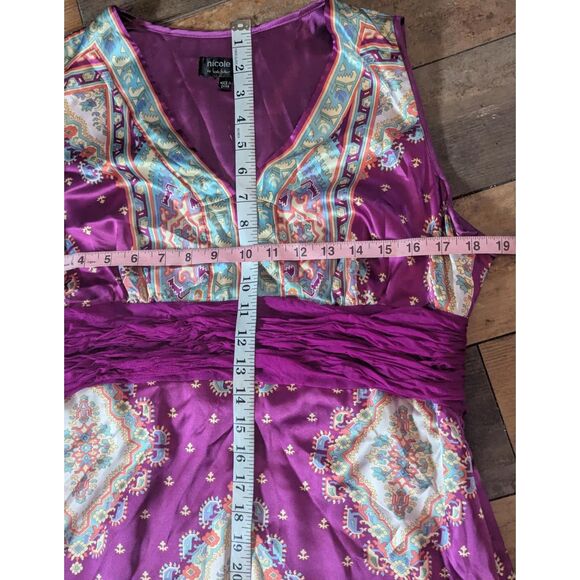 Y2K Nicole Miller Purple Paisley Dress Silk Sash Fairycore Boho Maxi Vintage S - Picture 6 of 8